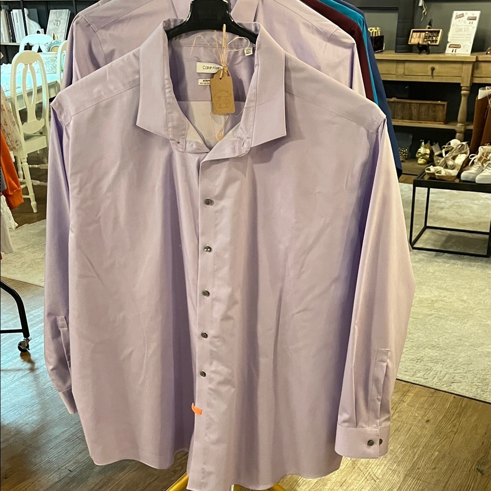 Calvin Klein Light Purple Men's Dress Shirt